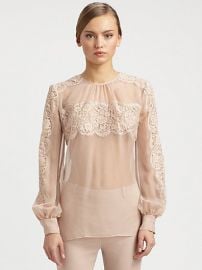 Lace On Silk Chiffon Shirt by Valentino at Saks Fifth Avenue